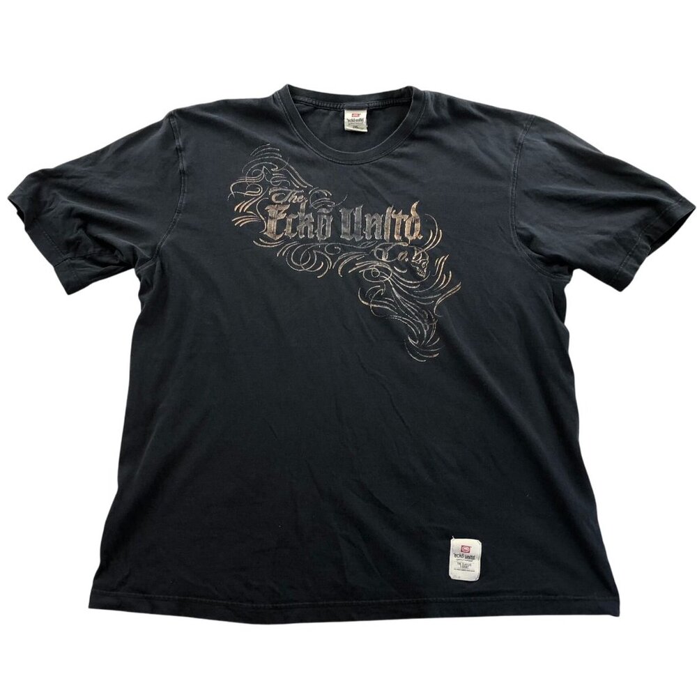 Ecko Unltd Men T-Shirt 2XL Black Short Sleeve Cotton Casual Graphic Tee Crewneck